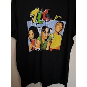 TLC Unisex Black T-shirt Short Sleeved With Graphic Design Size Small
